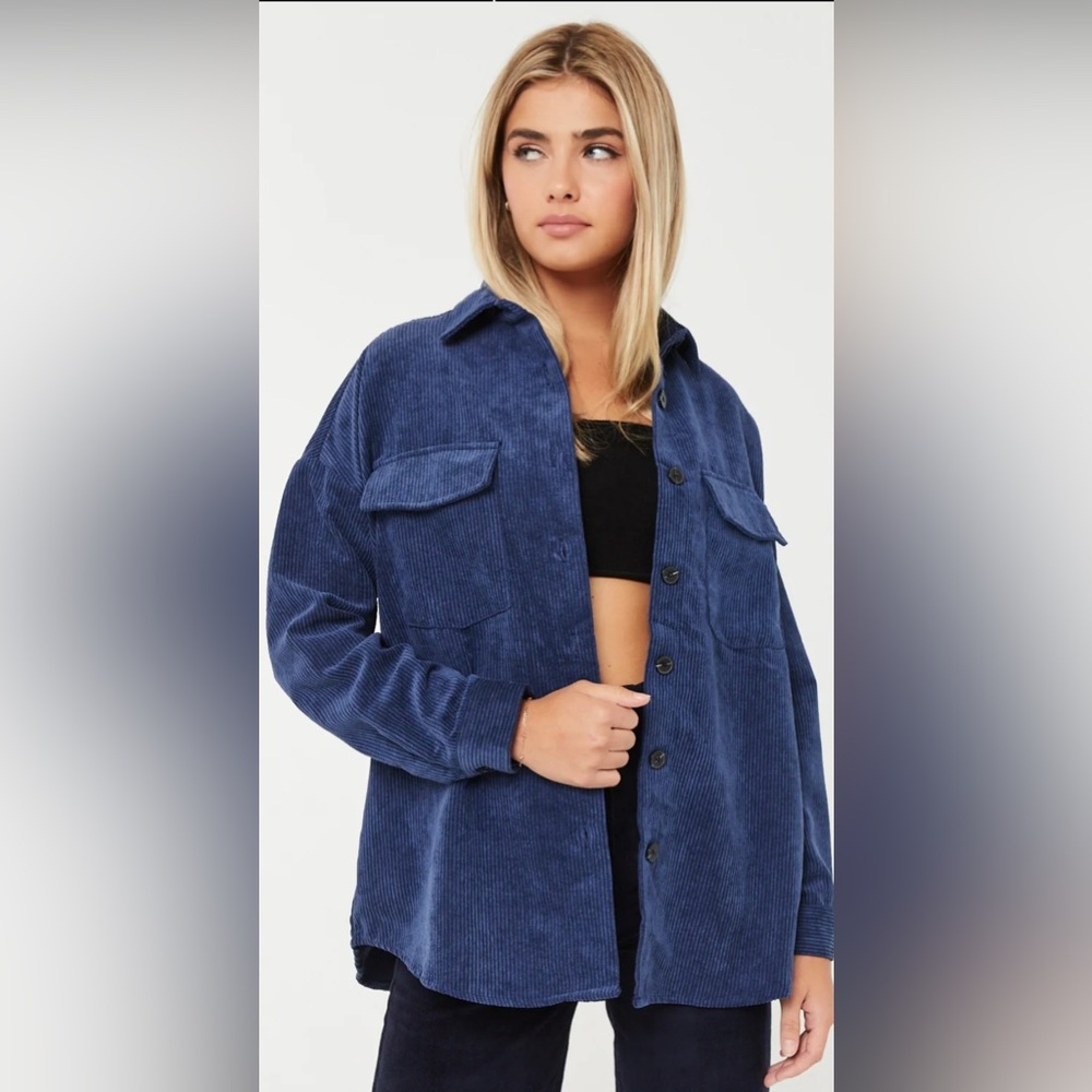 Ardene Navy Blue Corduroy Shirt women Size Large #corduroy #casual #street style